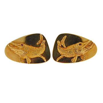 Tiffany & Co Ruby Gold Fish Cufflinks