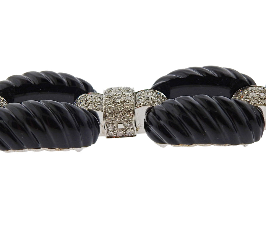 Vettori Carved Onyx Diamond Gold Bracelet