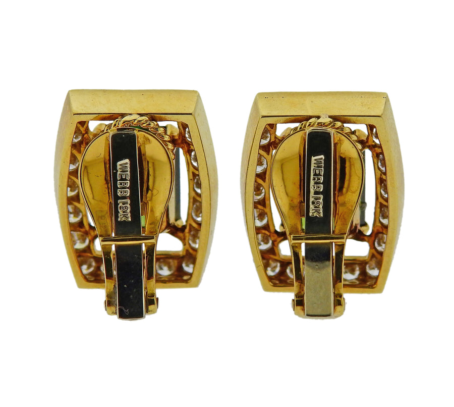 David Webb Green Tourmaline Diamond Gold Earrings