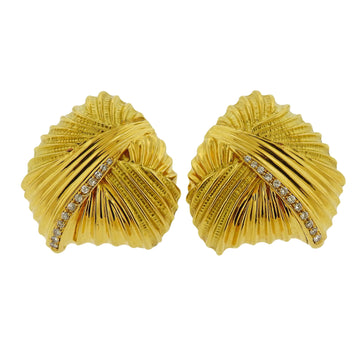 Italian Diamond Gold Large Earrings