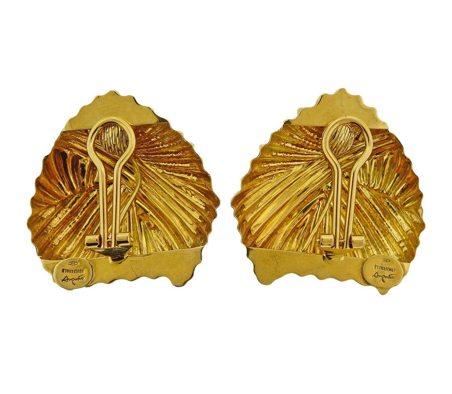 Italian Diamond Gold Large Earrings