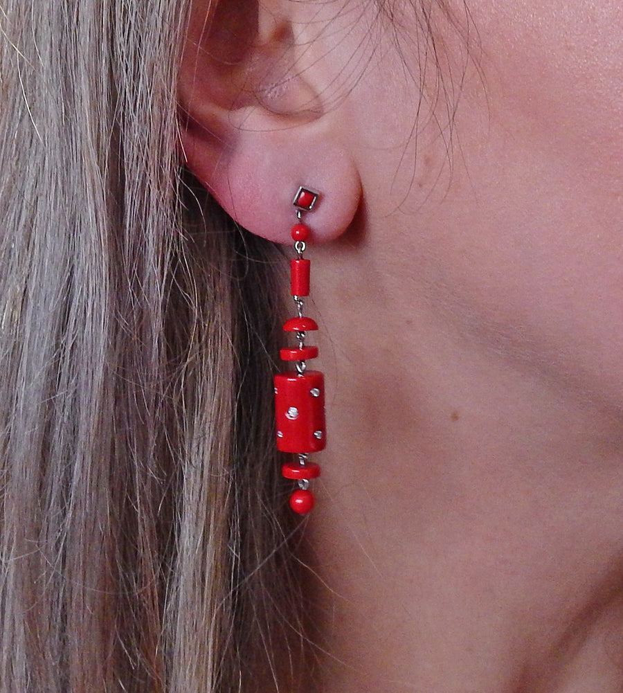 Gold Diamond Resin Drop Earrings