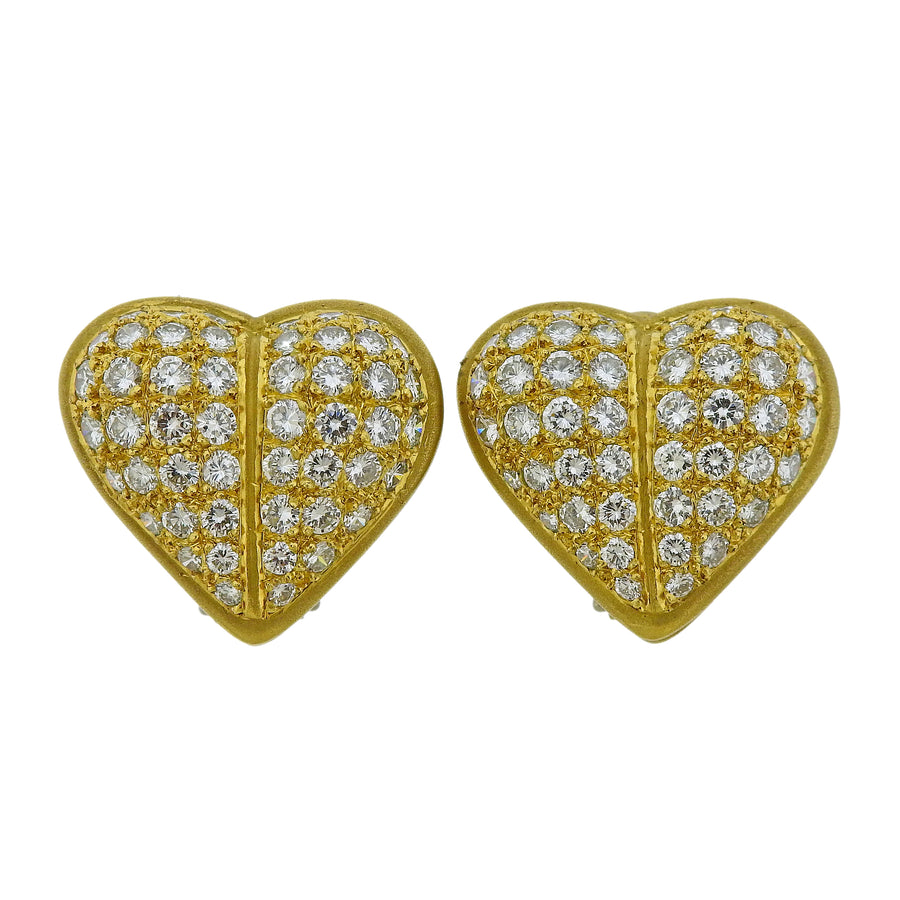 Kieselstein Cord Diamond Gold Heart Earrings