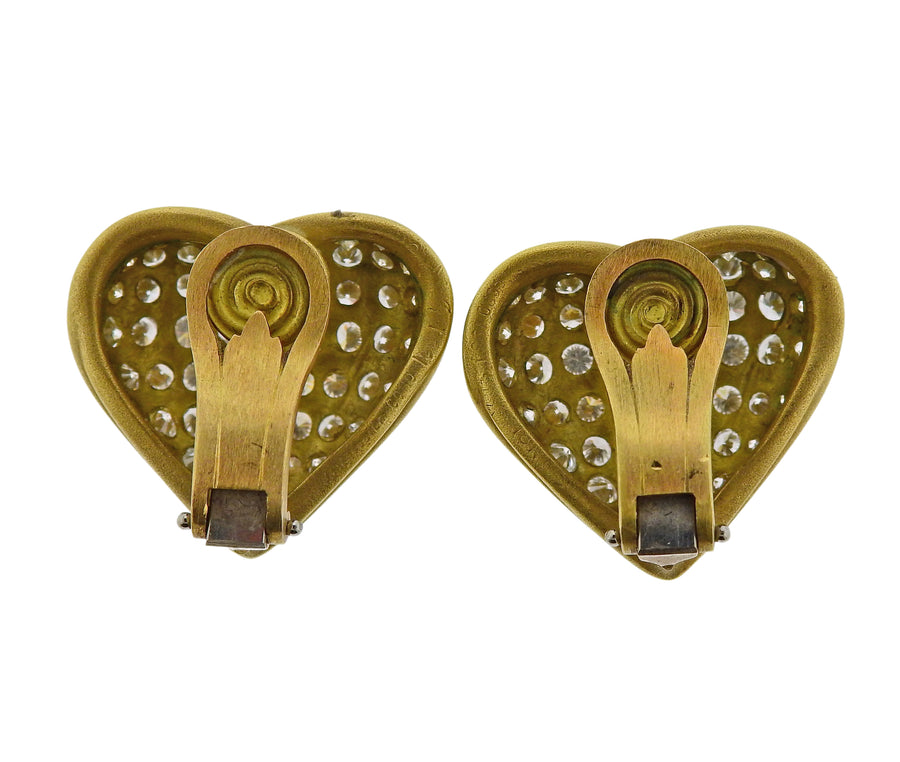 Kieselstein Cord Diamond Gold Heart Earrings