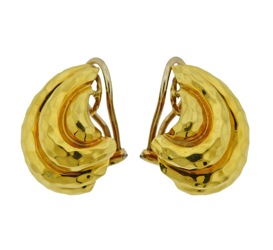 Henry Dunay Hammered Gold Half Hoop Earrings
