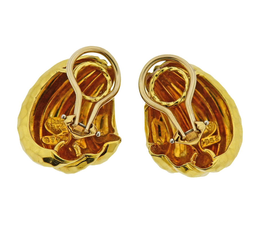 Henry Dunay Hammered Gold Half Hoop Earrings
