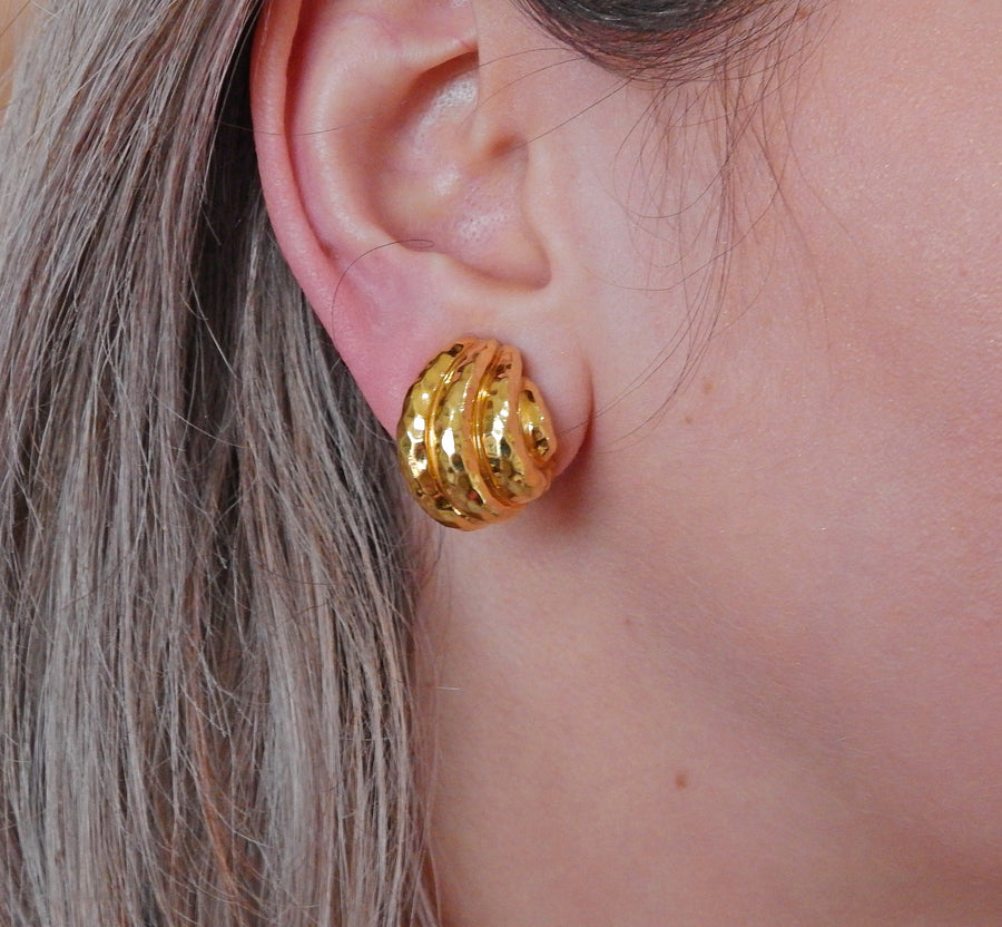 Henry Dunay Hammered Gold Half Hoop Earrings