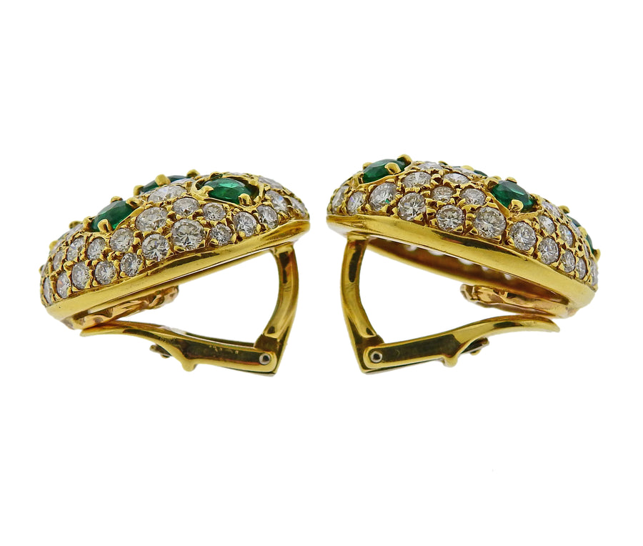 Gem Lok Emerald Diamond Gold Earrings