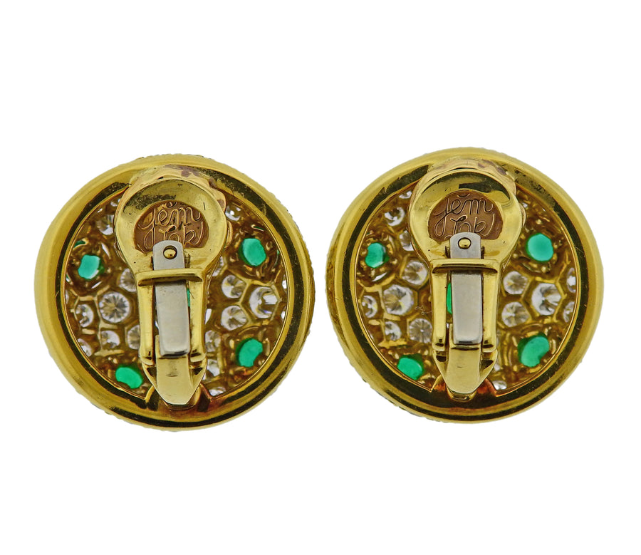 Gem Lok Emerald Diamond Gold Earrings