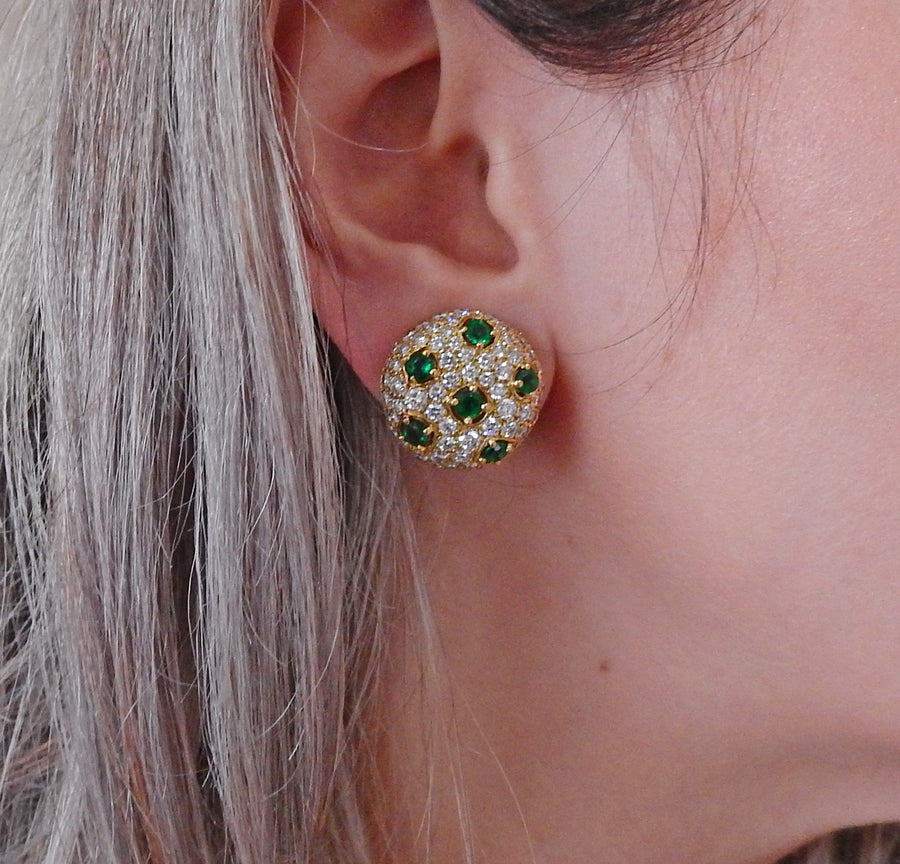 Gem Lok Emerald Diamond Gold Earrings
