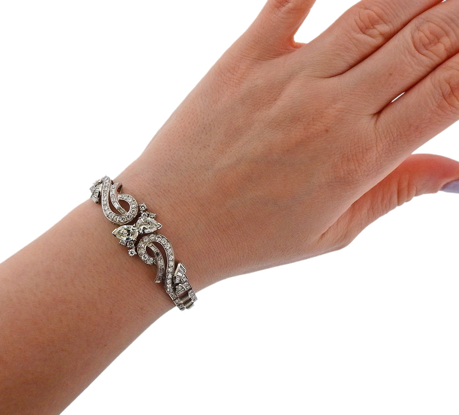 Mid Century Diamond Platinum Bracelet