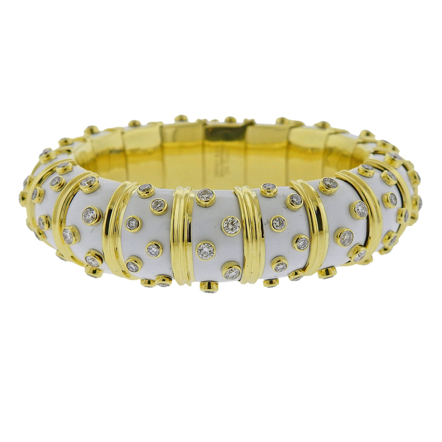 Tiffany & Co Schlumberger Diamond White Enamel Bracelet