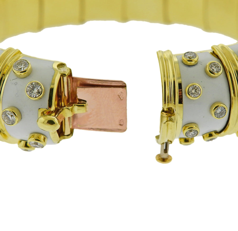 Tiffany & Co Schlumberger Diamond White Enamel Bracelet