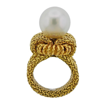 Mid Century France South Sea Pearl Gold Ring