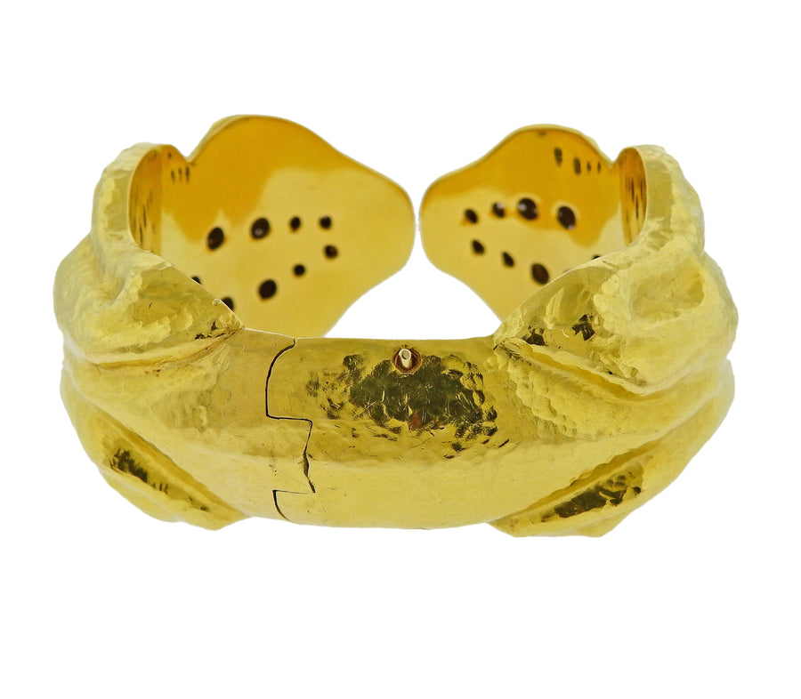 Diamond Ruby Gold Lion Head Bracelet
