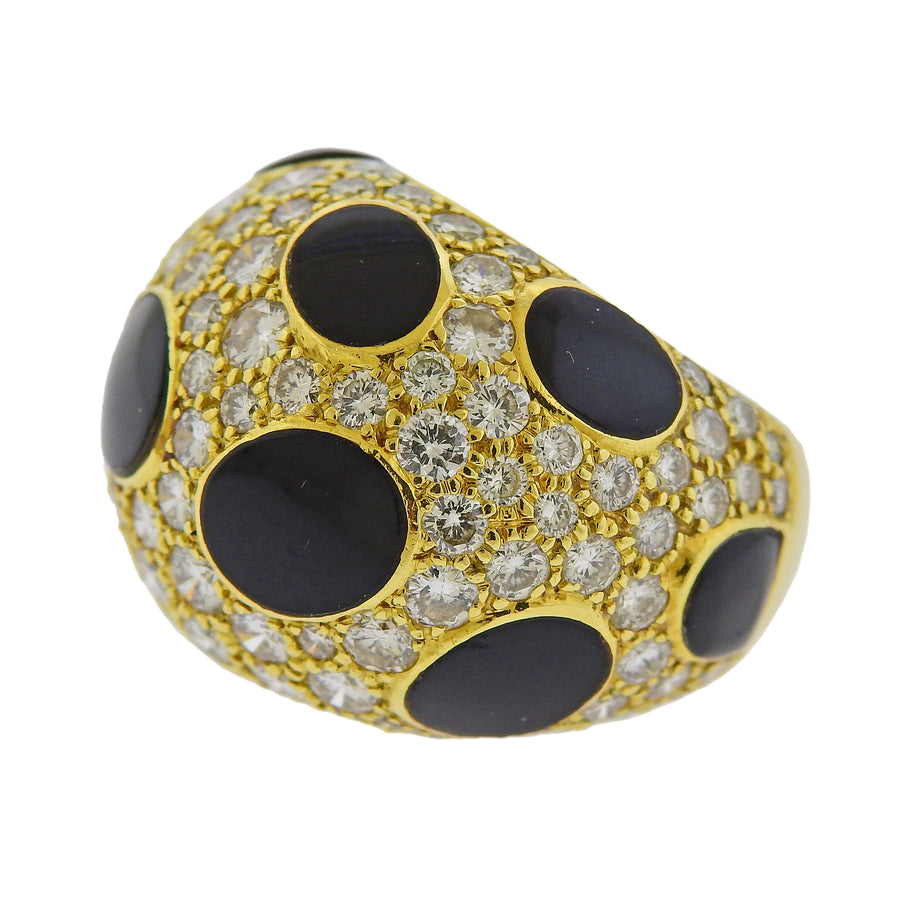 Diamond Enamel Gold Dome Ring
