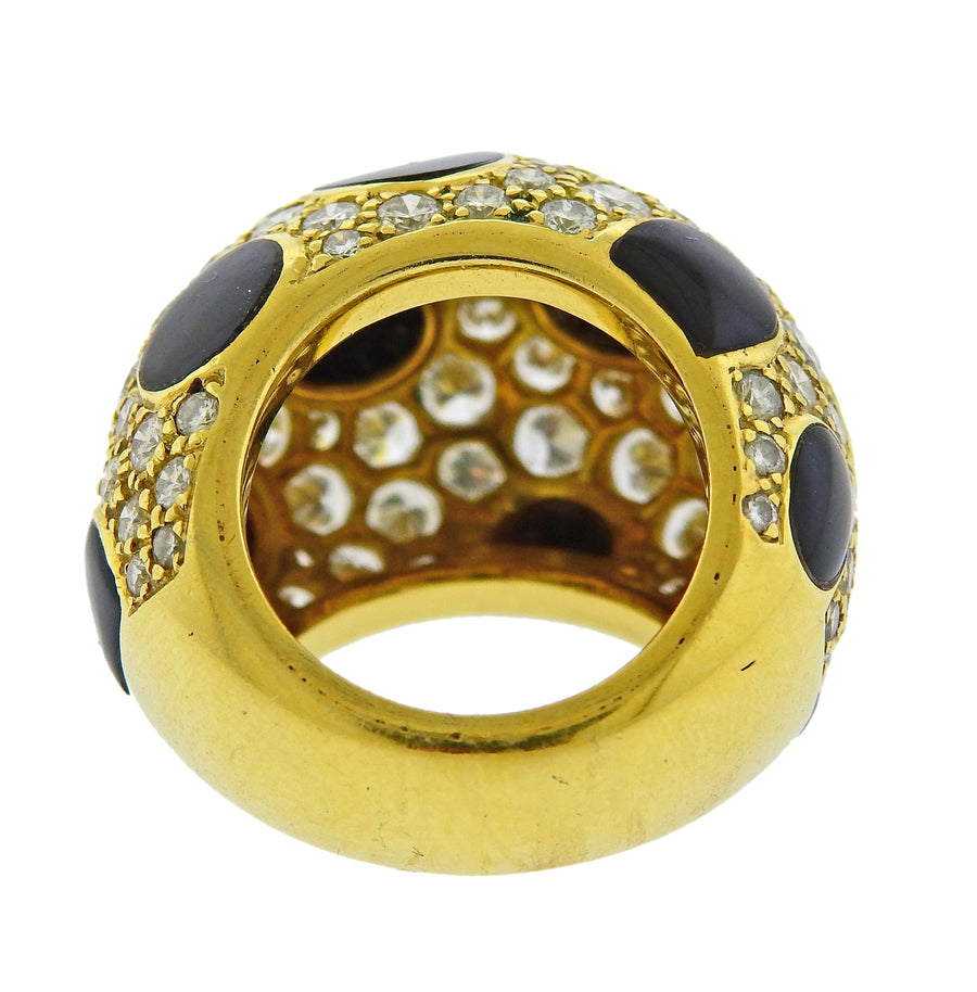 Diamond Enamel Gold Dome Ring
