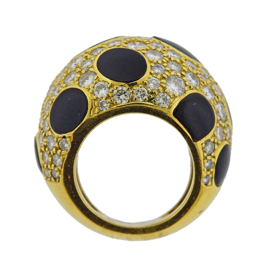 Diamond Enamel Gold Dome Ring