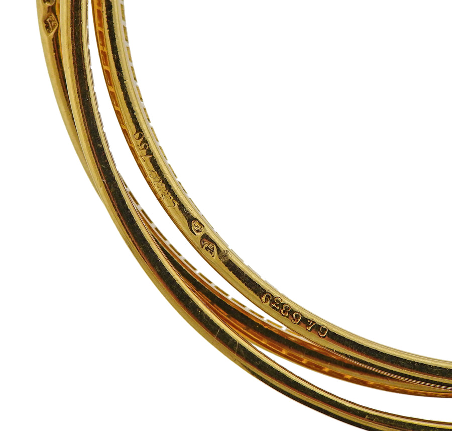 Cartier Trinity Diamond Gold Rolling Bangle Bracelet