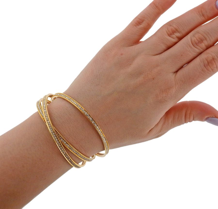 Cartier Trinity Bangle Bracelet with Diamonds