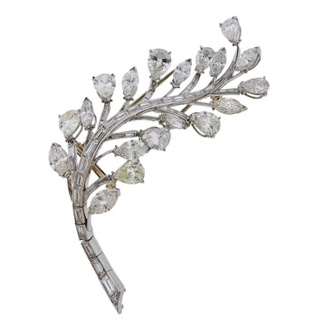 Mid Century 10.50 Carat Diamond Platinum Brooch Pin