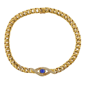Cartier Paris Sapphire Diamond Gold Curb Link Necklace