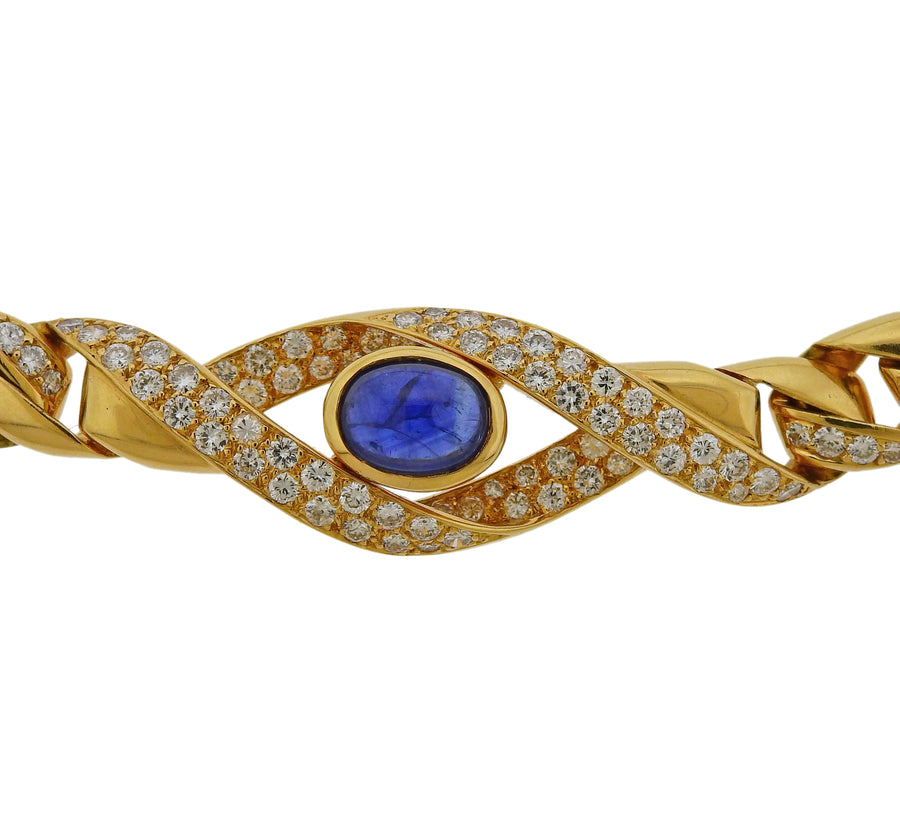 Cartier Paris Sapphire Diamond Gold Curb Link Necklace