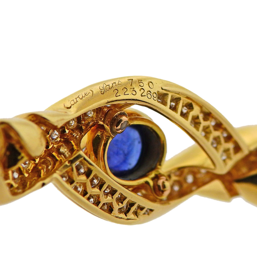 Cartier Paris Sapphire Diamond Gold Curb Link Necklace