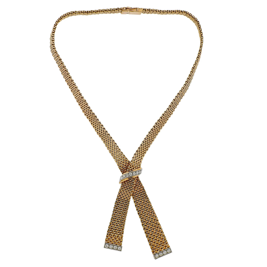 France Mid Century Diamond Gold Necklace
