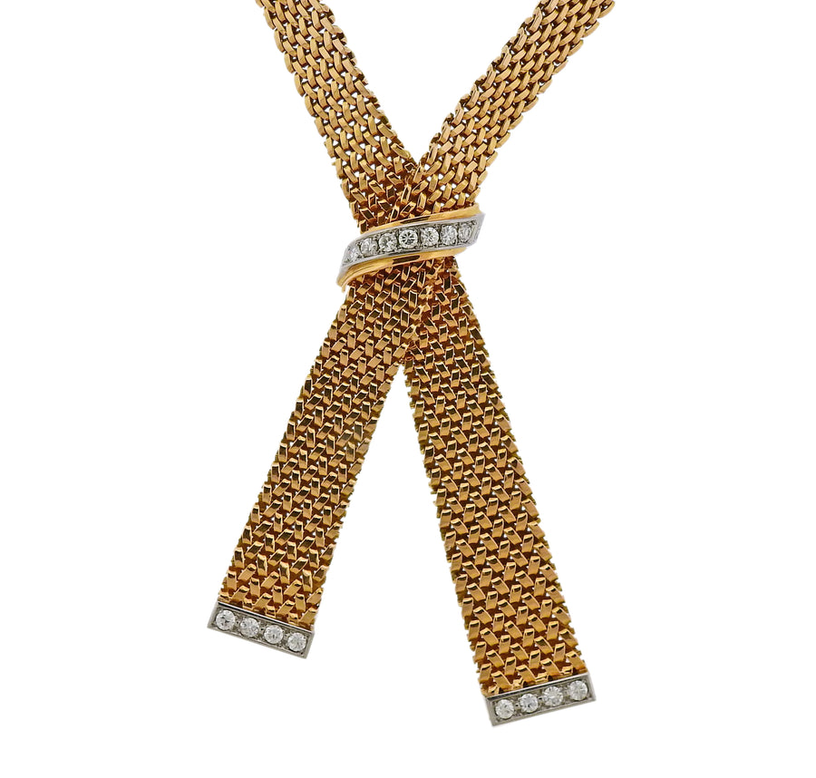 France Mid Century Diamond Gold Necklace