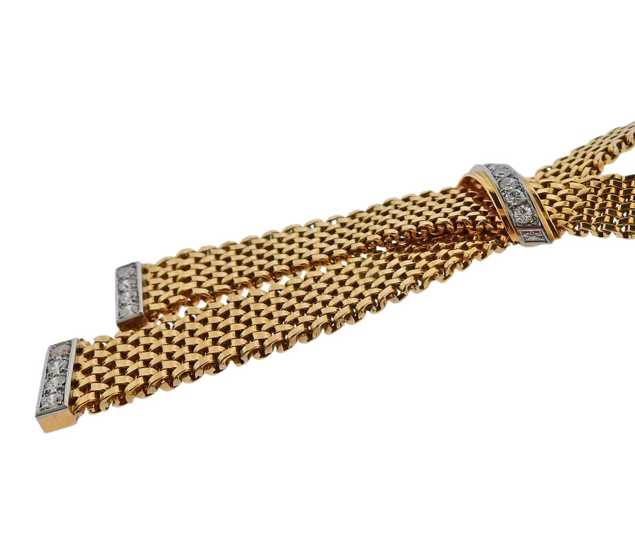 France Mid Century Diamond Gold Necklace
