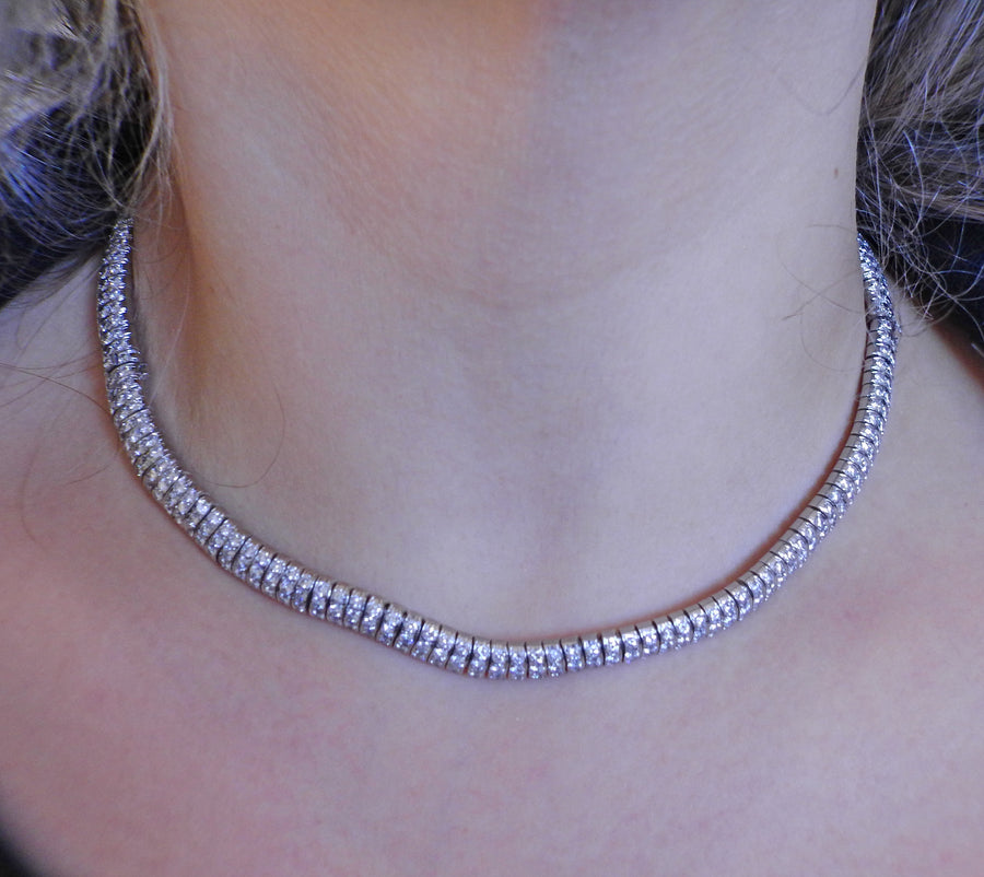 Diamond Platinum Bracelet Necklace Suite