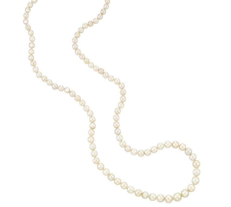 Natural and Cultured Pearl Necklace with Platinum and Diamond Clasp