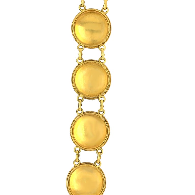Castellani 18 Karat Yellow Gold Filigree Work with Amethyst Stones Bracelet